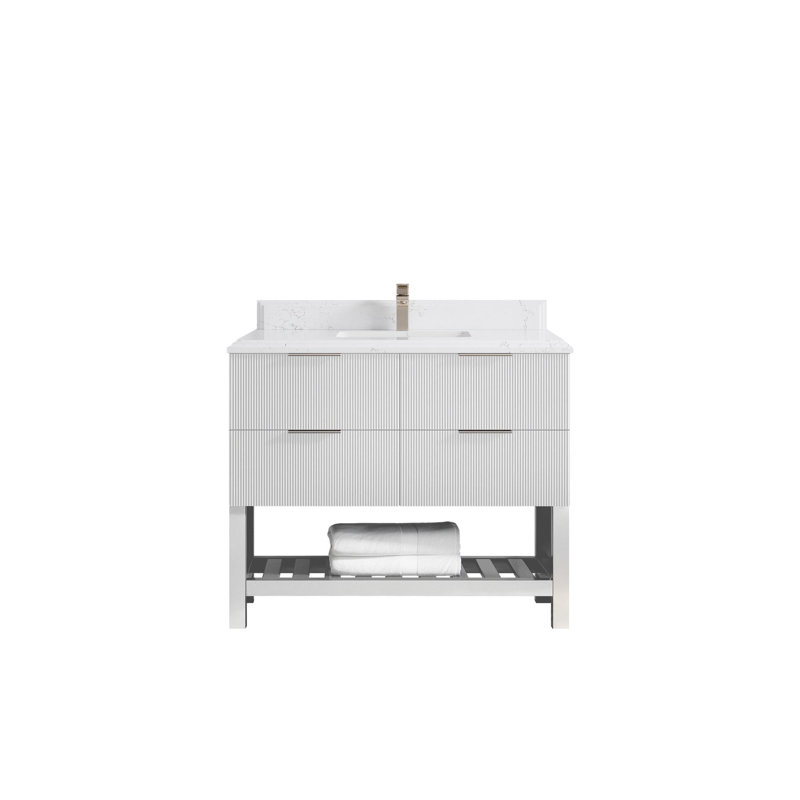 Meuble-lavabo simple 42 po avec plateau en quartz Catalina
