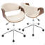 Chaise de bureau en noyer et crème