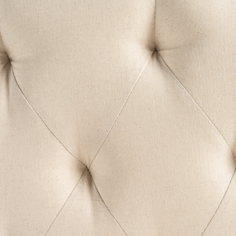Contemporary Queen Headboard - Button With Diamond Stitch For Nailhead Accents Beige Upholstery Assembly Required Modern Design Tufting And
