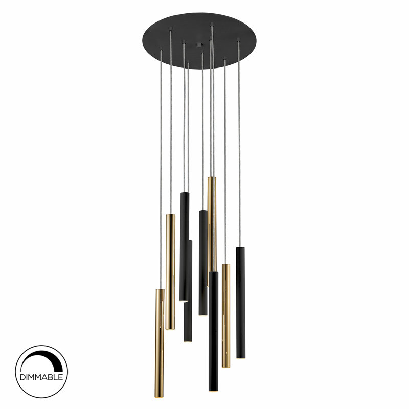 Kuhlmann - Light Gold/Matte Black LED Cluster Pendant, 47.5cm H x 32cm W x 32cm D