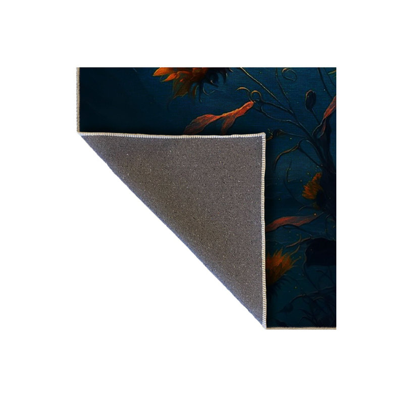 Tapis décoratif moderne et surréel à motif de tournesols, de mer et de lune