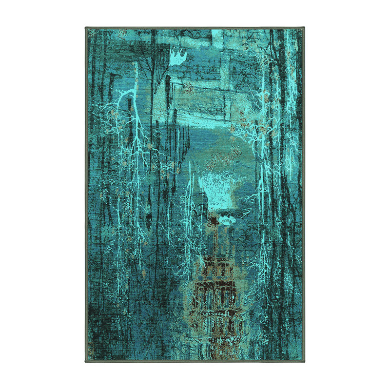 Wenyu Performance Abstract Indoor Rug, Rectangle 5' x 8'