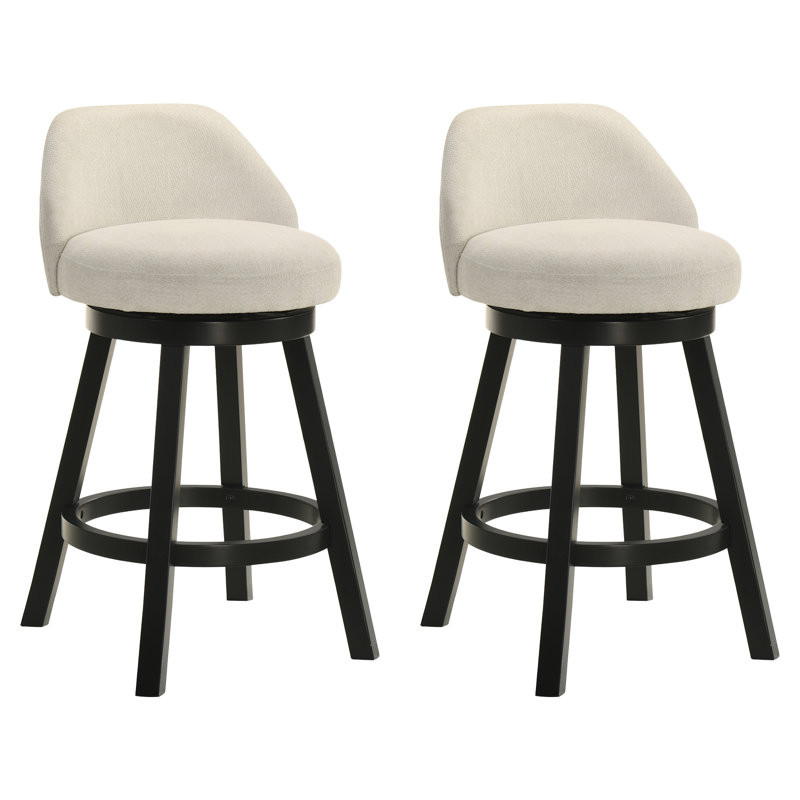 Tabouret de bar de cuisine à hauteur de comptoir Erika, Siège crème / cadre noir, 2