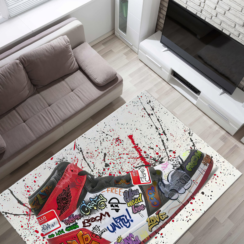 Floral Print Non Woven Soft Rug with Vivid Colors and Intricate Design Ideal for Stylish Home Decor, Rectangle 2'4" x 3'3"