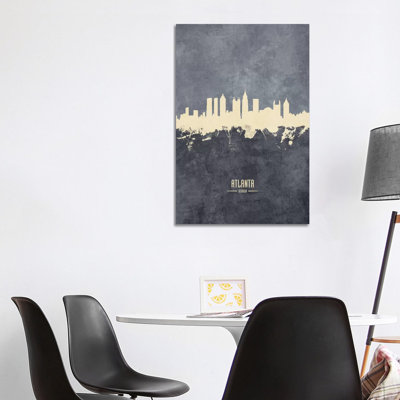 Atlanta Georgia Skyline Grey by Michael Tompsett - Wrapped Canvas Print
