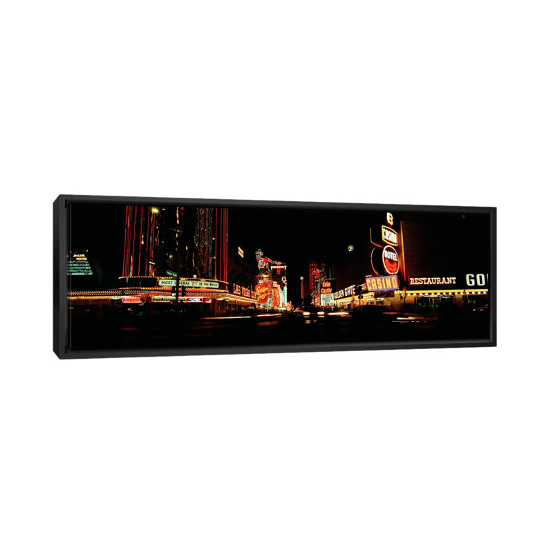 «Las Vegas Nevada Downtown Neon, Fremont St.» «Panoramic Images», reproduction sur toile tendue sur châssis 1 pièce
