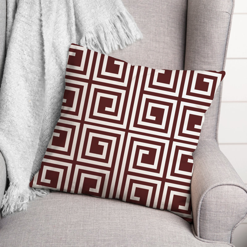  Coussin décoratif géométrique intérieur / extérieur en polyester, Marron, H 18 po x l 18 po