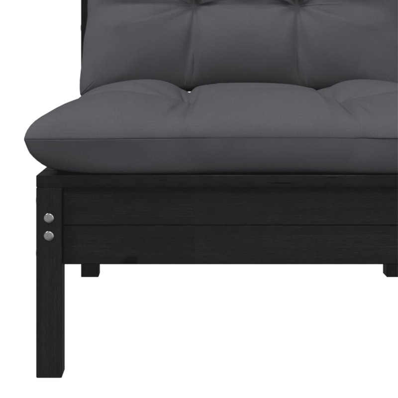 Canapé d'extérieur de 25 po de largeur avec coussins Damesha, Noir, Noir