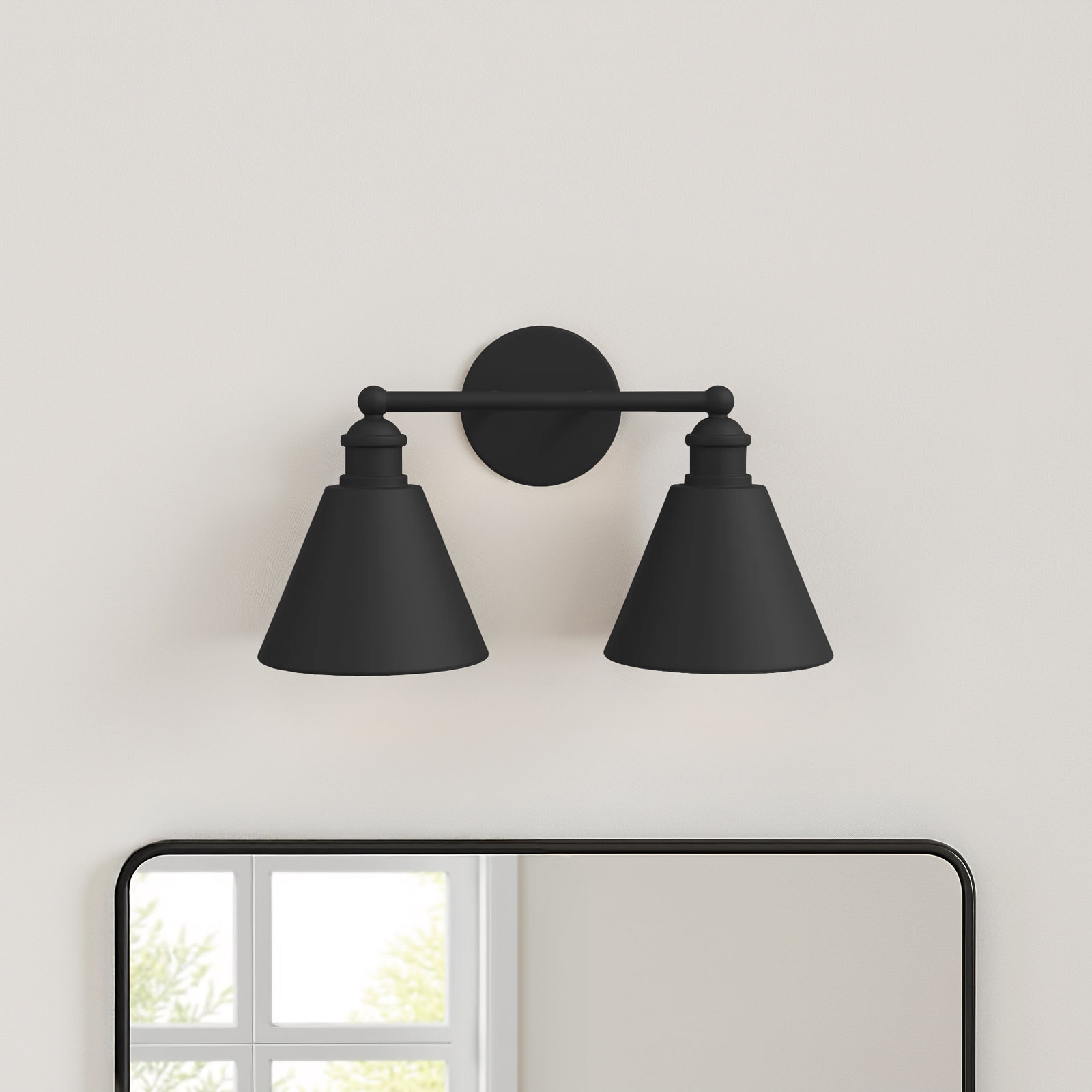 Kera 2 Light Dimmable Vanity Light, Matte Black