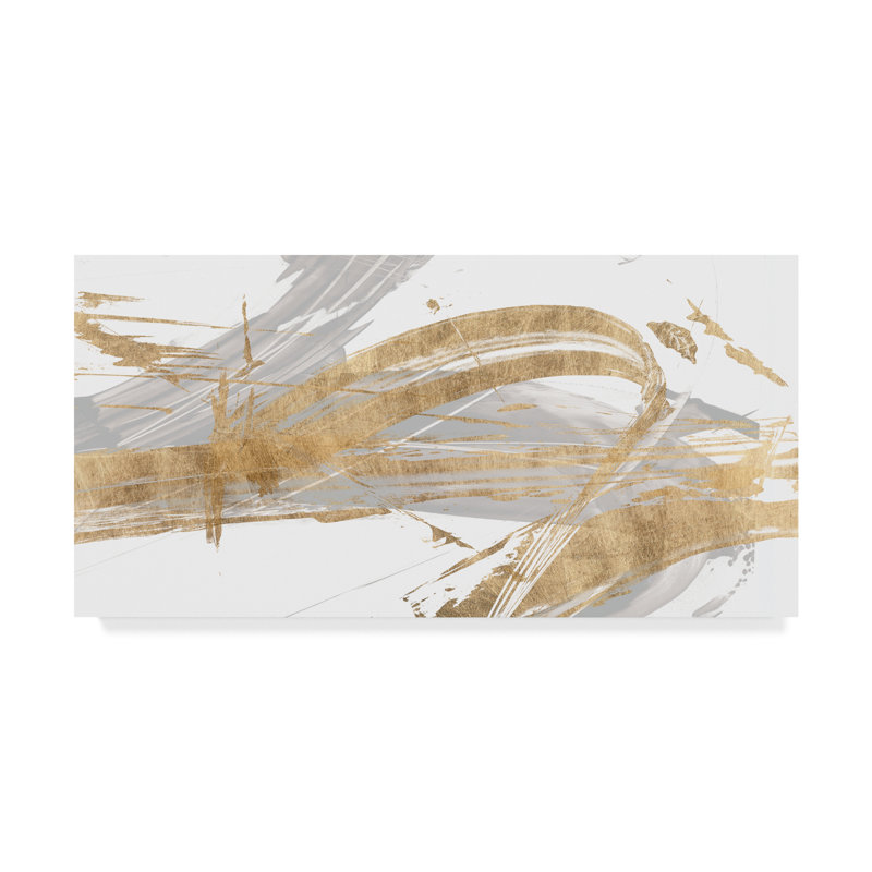 «Gold and Brown II», peinture sur toile tendue, H 12 po x l 24 po x P 2 po