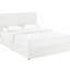 Lit plateforme à 2 tiroirs avec grand lit tapissier ivoire, tête de lit capitonnée surpiquée, support de matelas à lattes en bois, aucun sommier nécessaire