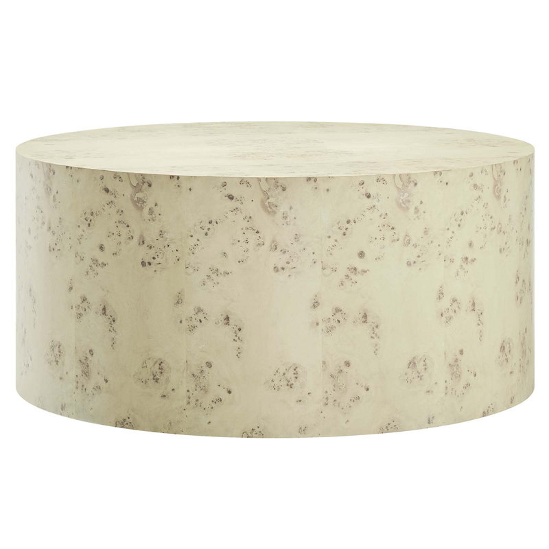 Cosmos 35" Round Bleached Burl Wood Coffee Table