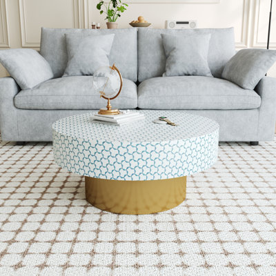  Round Coffee Table With Storage, 2 Drawers