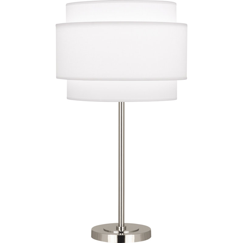 Lampe de table Decker, Nickel poli, Blanc Ascot