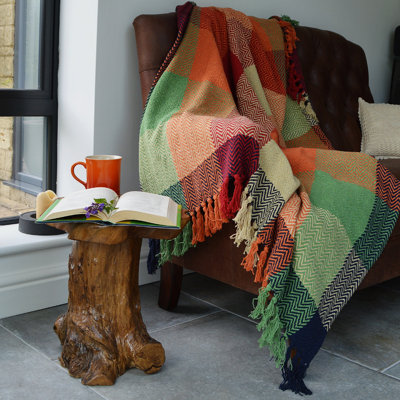 Colourful Check Herringbone Throw Blanket