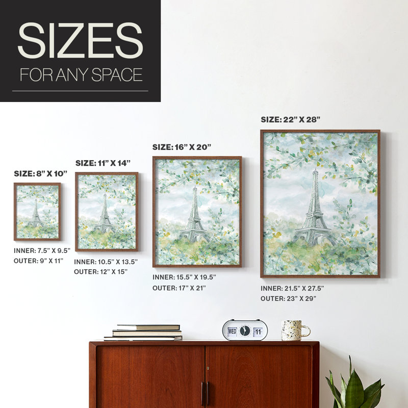 «Paris in Springtime», reproduction encadrée - bois massif, H 11 po x l 9 po, Noyer