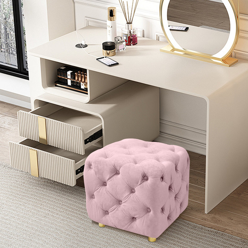 Repose-pieds de maquillage en velours Modern, Velours rose