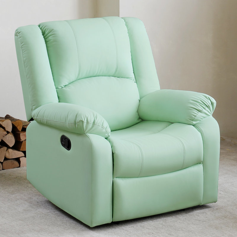 Fauteuil inclinable manuel en similicuir Hayesville, Bleu clair