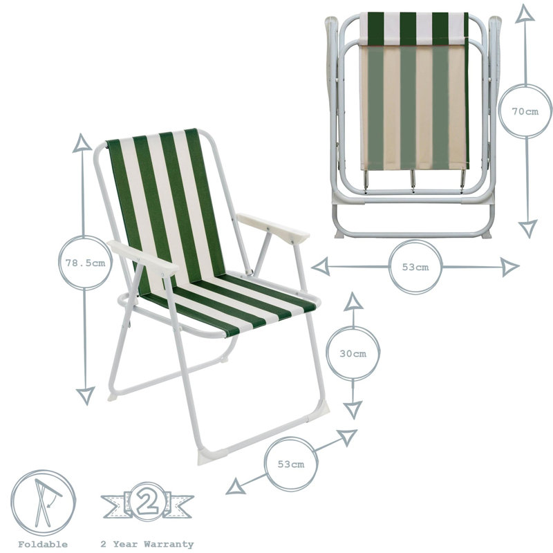 Folding Metal Beach Chairs - Stripe, Green