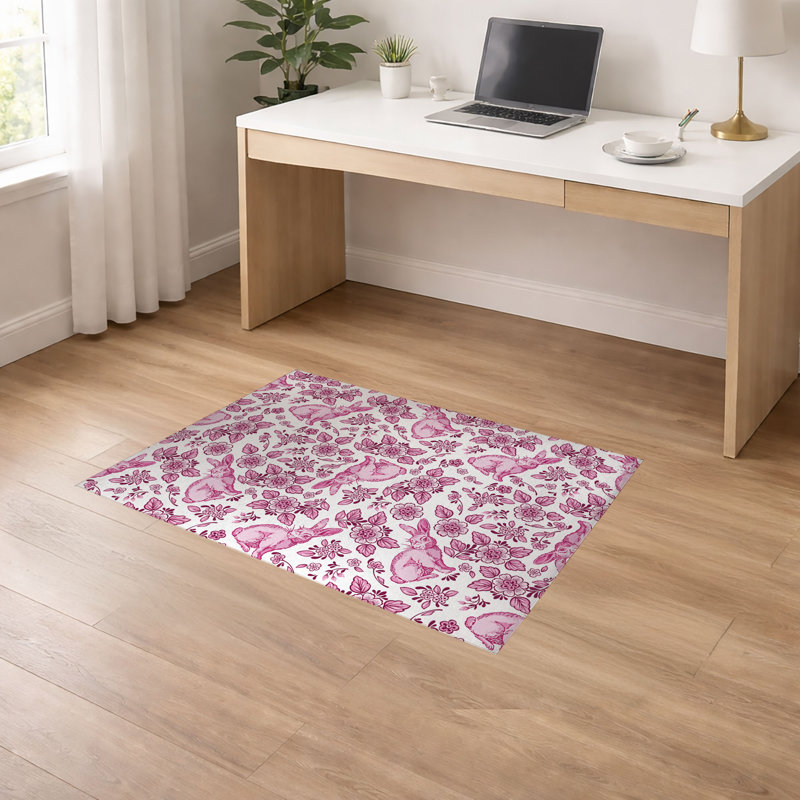 Tapis de bureau léger et antidérapant Bunny Toile, L 84 po x P 60 po, Rose