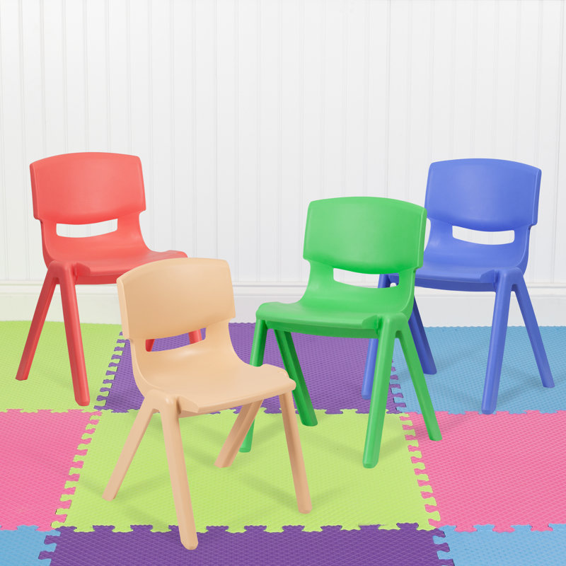 Chaise d'école en plastique empilable en polypropylène Florida, Multicolore, H 23,25 po x l 14,5 po x P 15,75 po