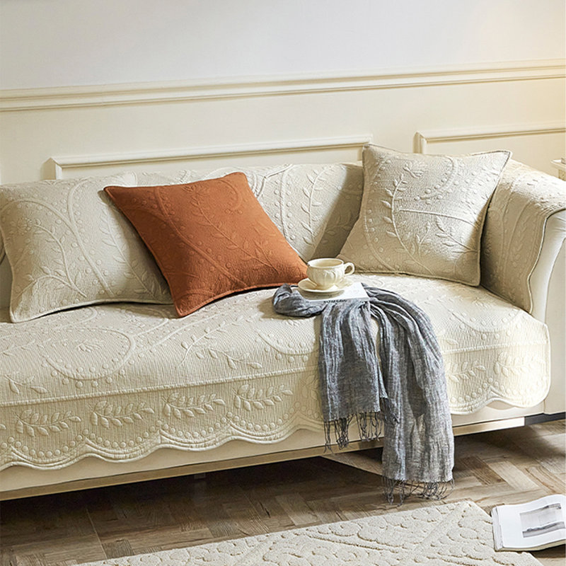Cotton Box Cushion Sofa Slipcover, 0.2" H x 47.24" W x 35.43" D
