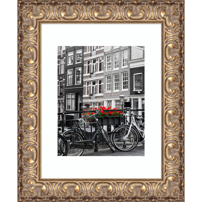 Gold Wood Picture Frame with Mat, 8" x 10"