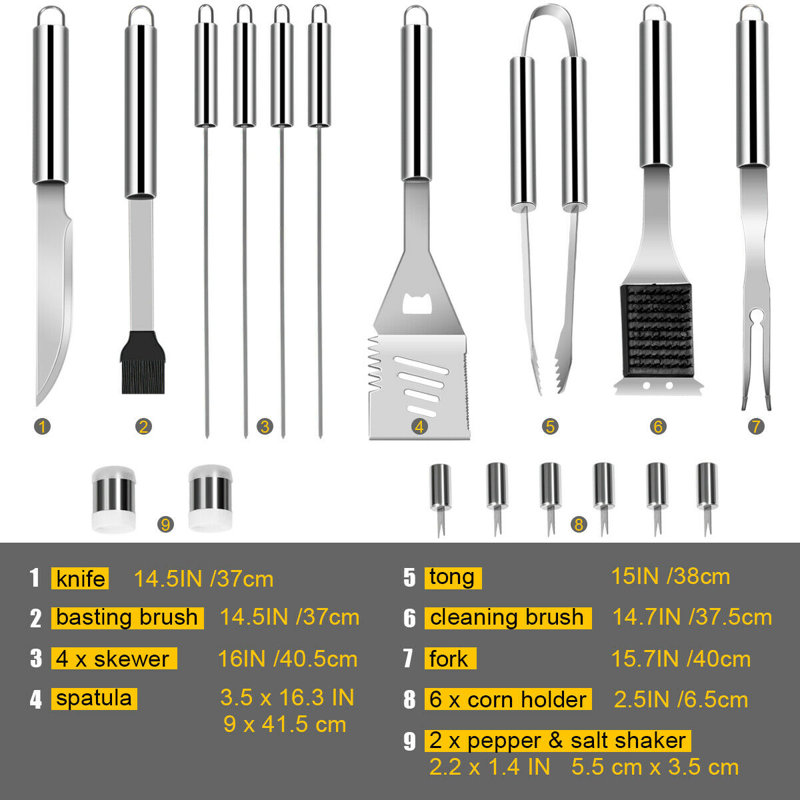 Rinehart Metal Non-Stick Grilling Tool Set