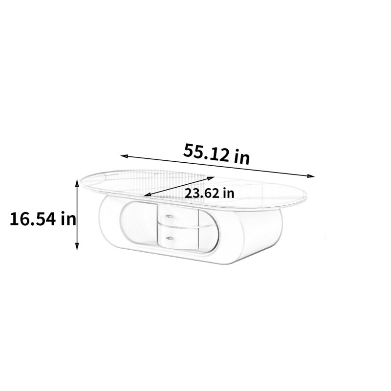 Table basse de style crème de luxe crème, H 16,54 po x L 55,12 po x l 23,62 po