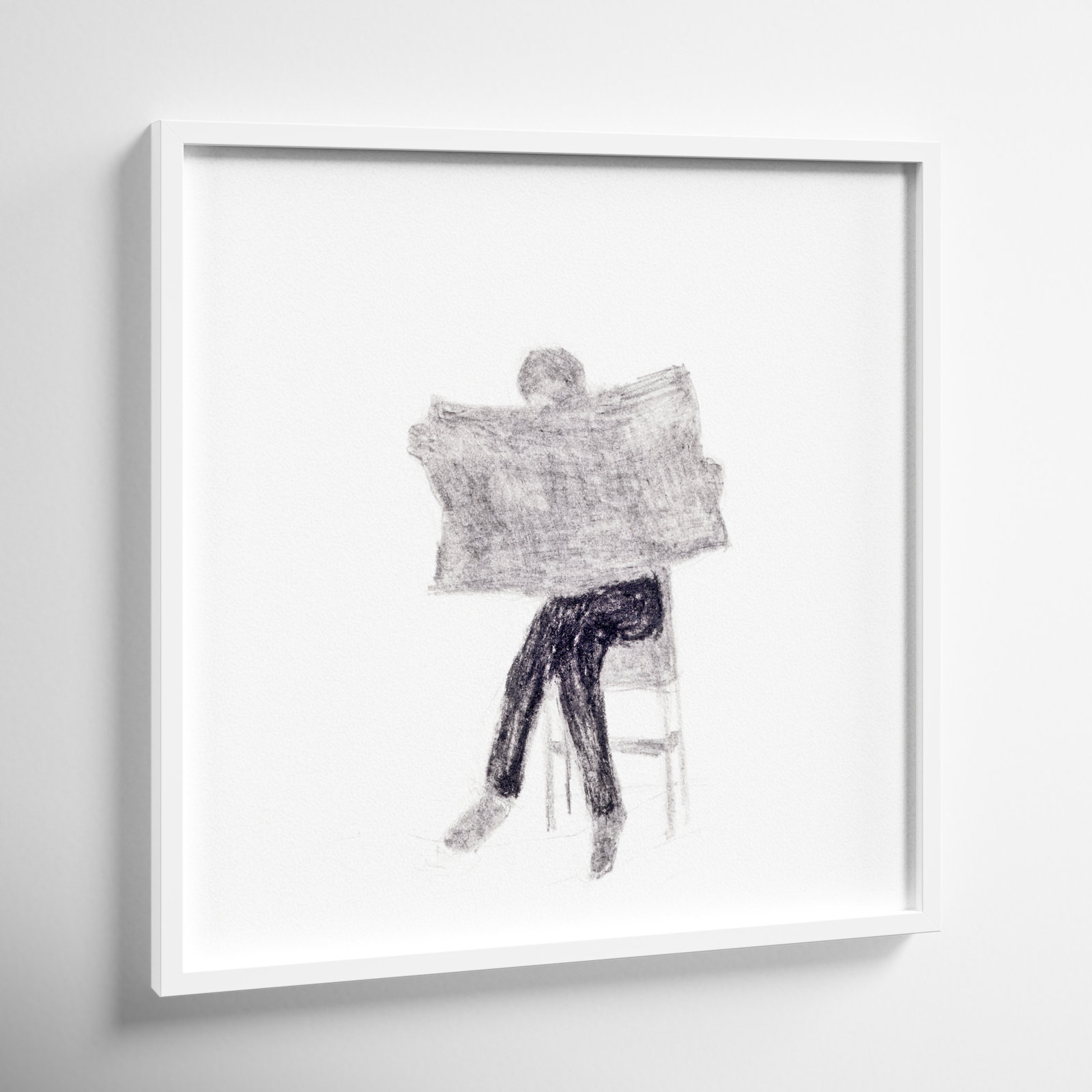 I Read The News Today by Simon Schneiderman, 24" H x 24" W, White