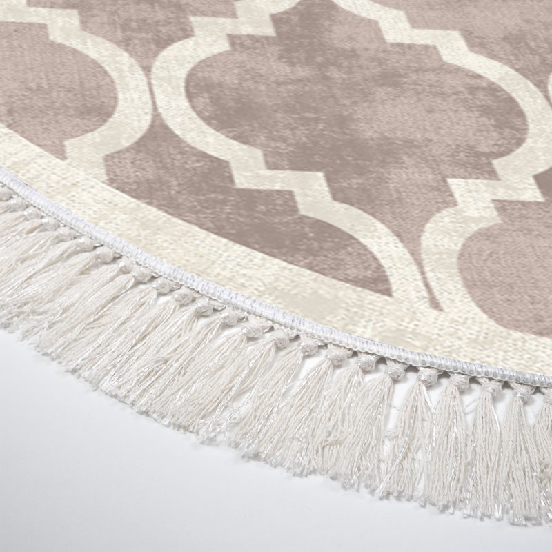 Tapis géométrique brun / beige Atchison, Ovale 5 pi 3 po x 7 pi 7 po