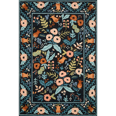 Rifle Paper Co. x Loloi Les Fleurs LES-01 Black Rug