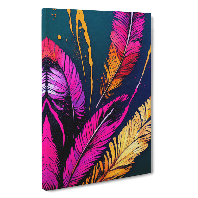 Painted Feathers No.2 - Wrapped Canvas, 60cm H x 40cm W x 3cm D