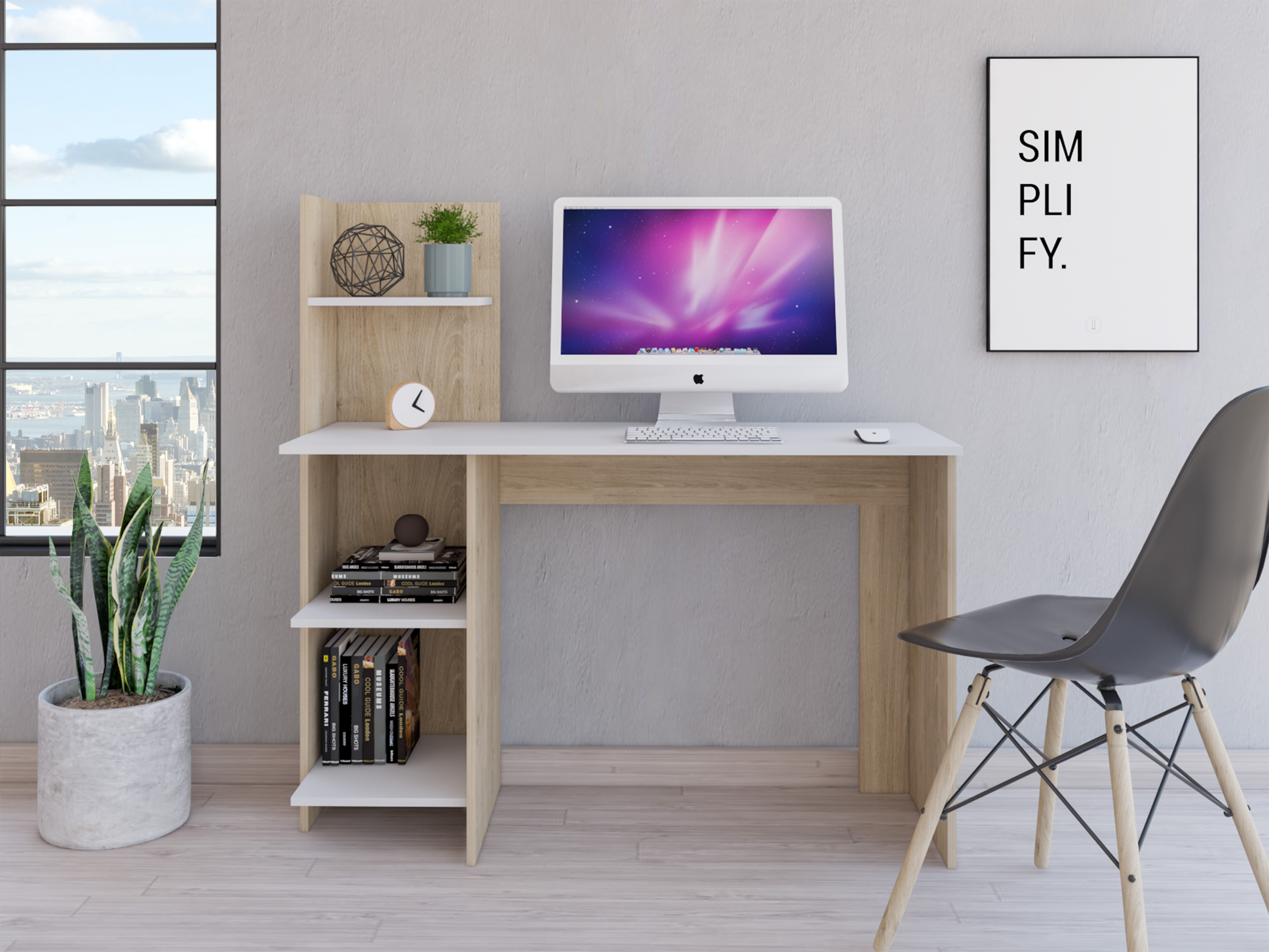 Jamul 72 Modern Solid Teak Wood Home Office Writing Desk.