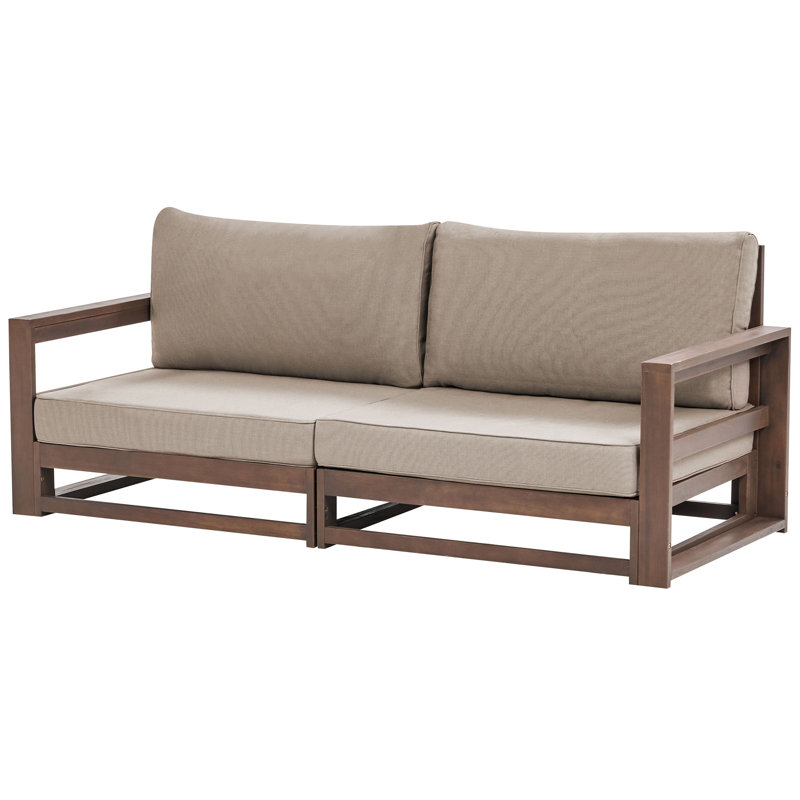 Sione 184cm Wide Mahogany Loveseat with Cushions, Dark Brown
