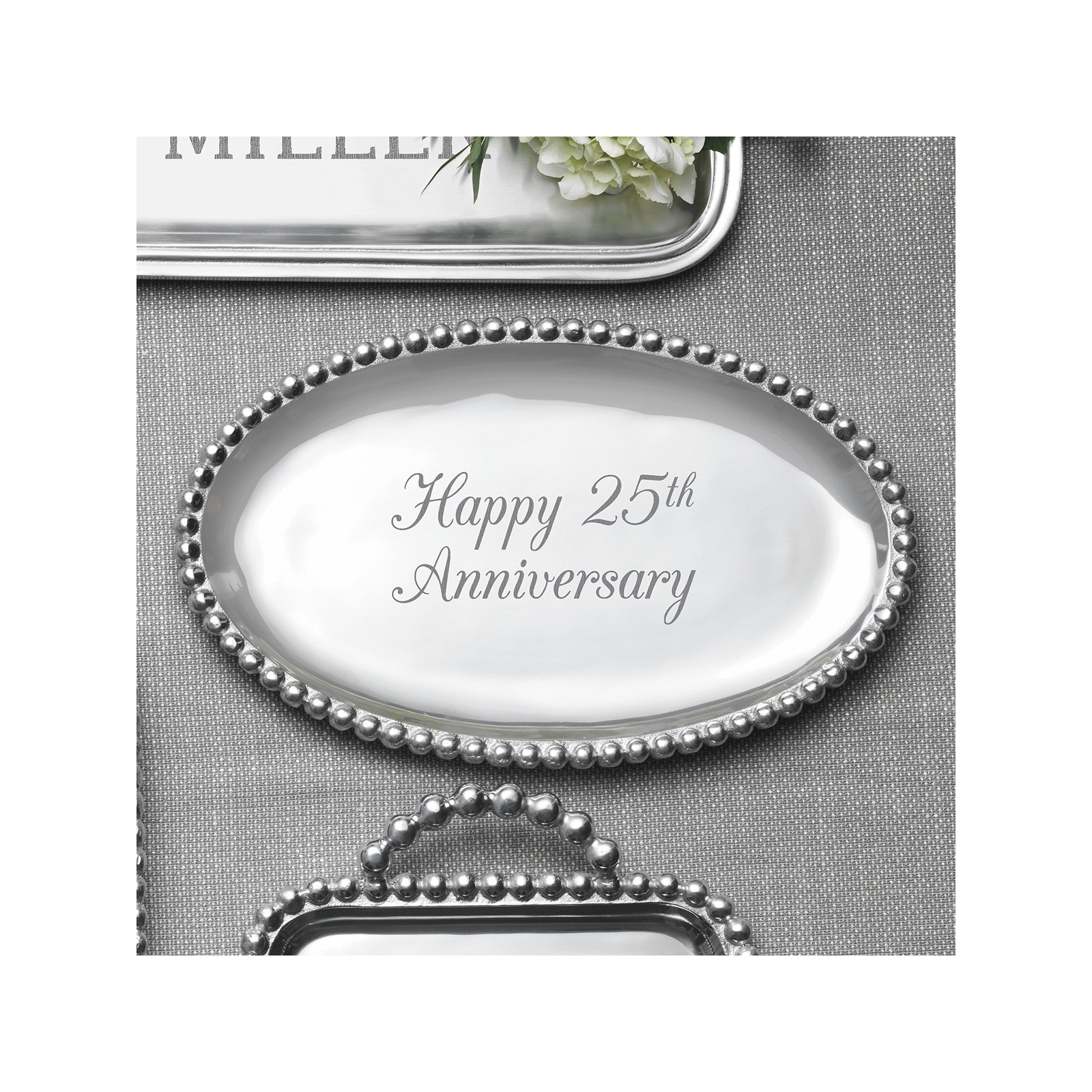 String Of Pearls Oval Aluminum Platter