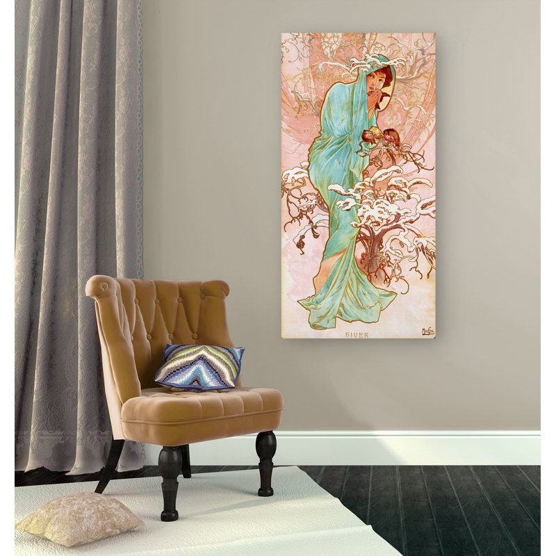 Winter by Alphonse Mucha - Wrapped Canvas Print, 120cm H x 60cm W x 4cm D