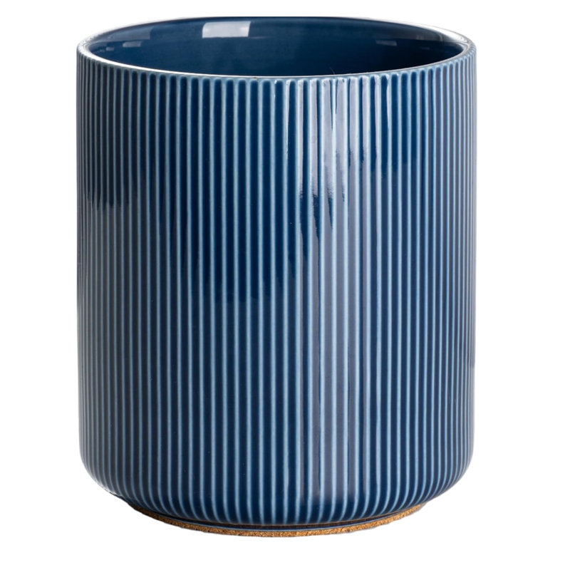 7.2" Navy Ceramic Utensil Holder