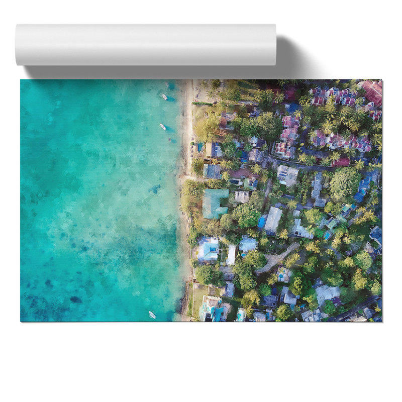 View Above Mauritius Painting - Frameless Print, 21cm H x 30cm W x 0.1cm D