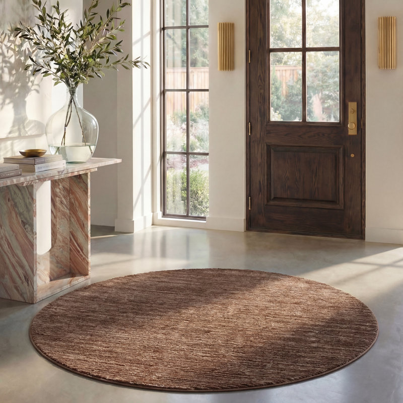 Aaishah Area Rug, Round 8', Brown 