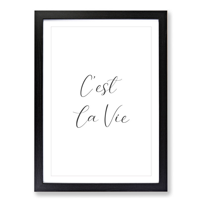 C'est La Vie Typography - Picture Frame Typography, 36cm H x 27cm W x 2cm D, Black Framed