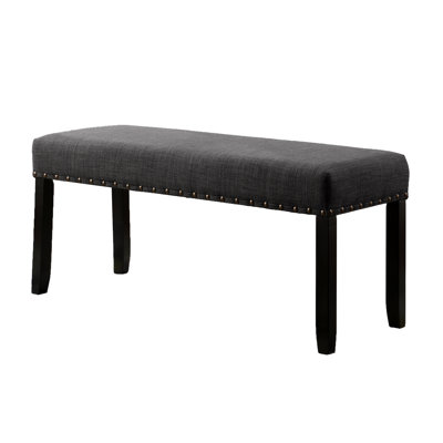 Fabric Dining Bench with Nailhead Trim, Grey