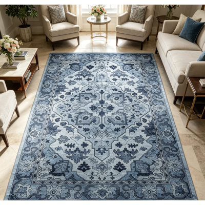 lxt-Area Rug Washable Traditional Distressed Farmhouse Rugs for Bedroom Indoor Floor Accent Carpet for Home Office House Decor Vintage Living Room