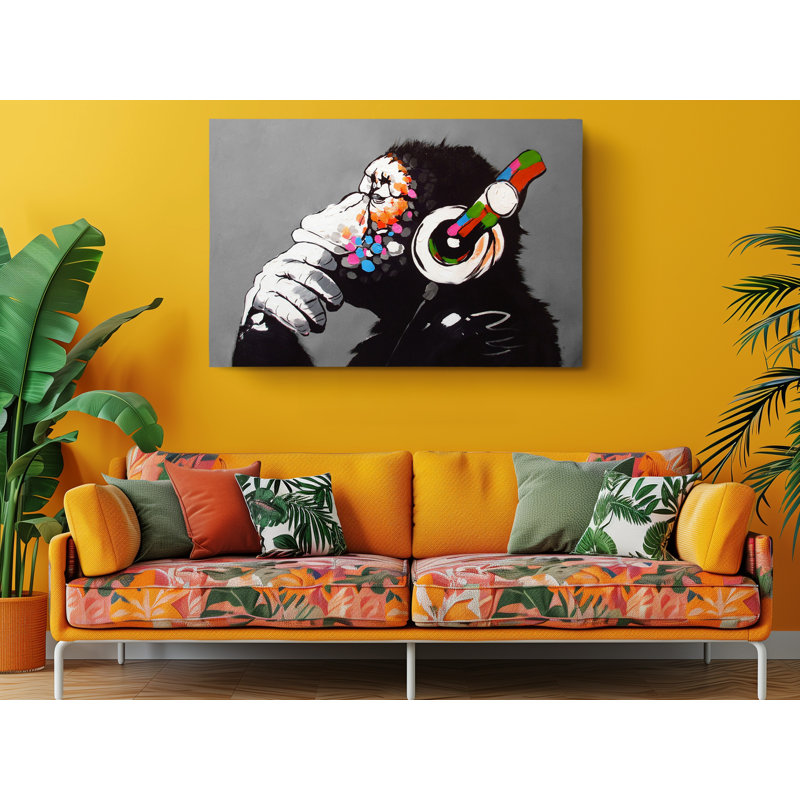 Cool monkey - Impression sur toile tendue, H 40 po x l 60 po x P 1 po