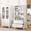Armoire de rangement autoportante moderne en métal avec 2 tiroirs et 2 portes en verre acrylique-879742685