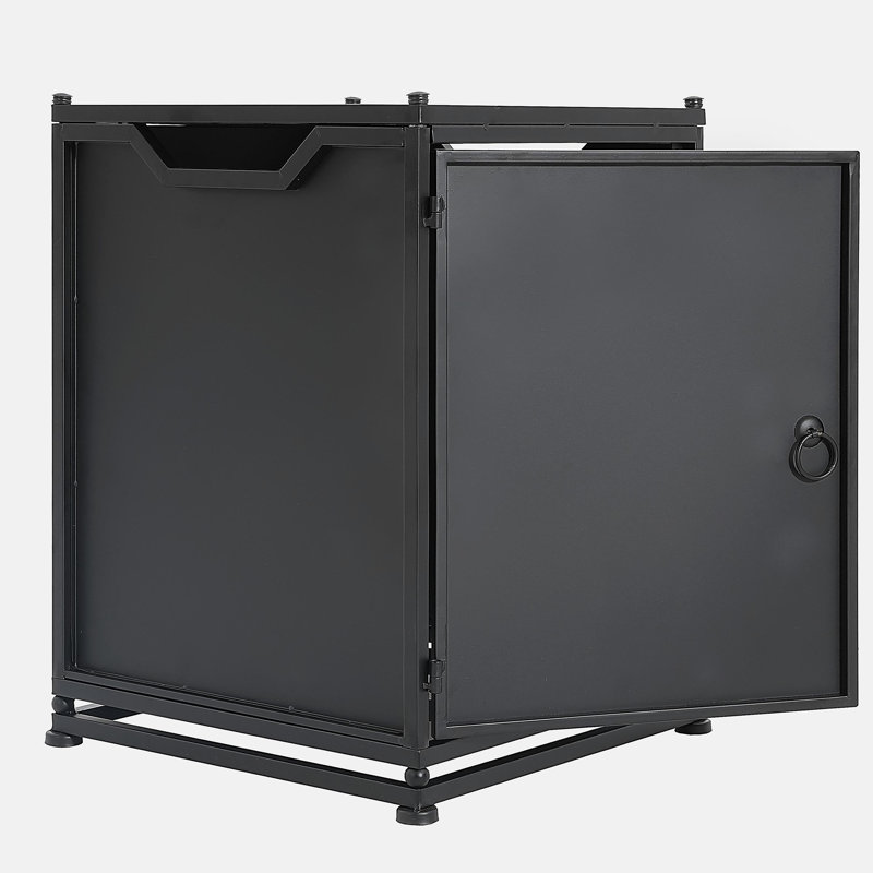 Outdoor Metal Tank Holder Side Table, Matte Black
