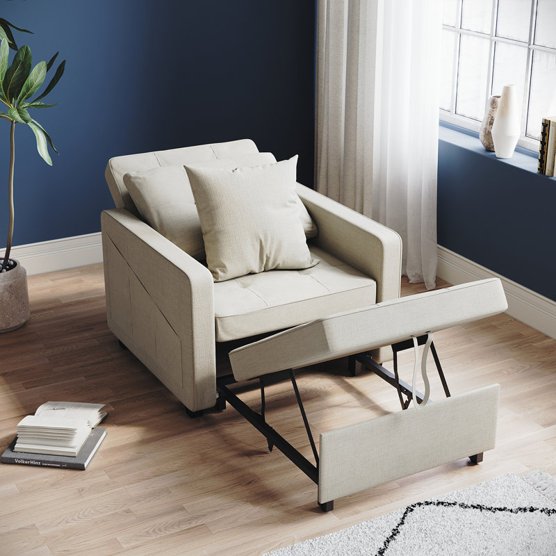 Niama Upholstered Accent Chairs Bed, Cream Fireproof Sponge