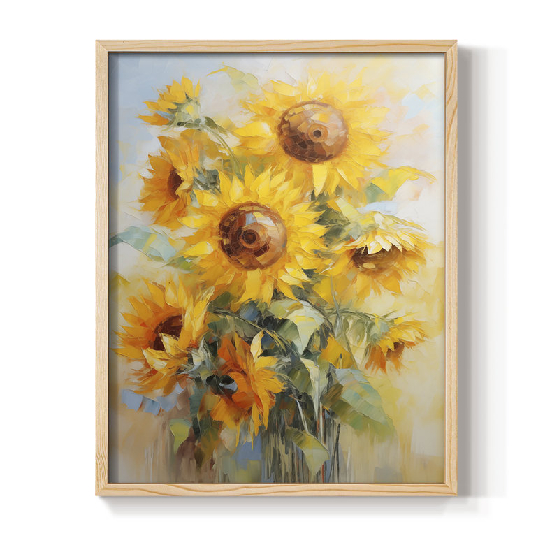 Reproduction encadrée FLORAL Series CDLXIV - bois massif, H 30 po x l 24 po, Naturel