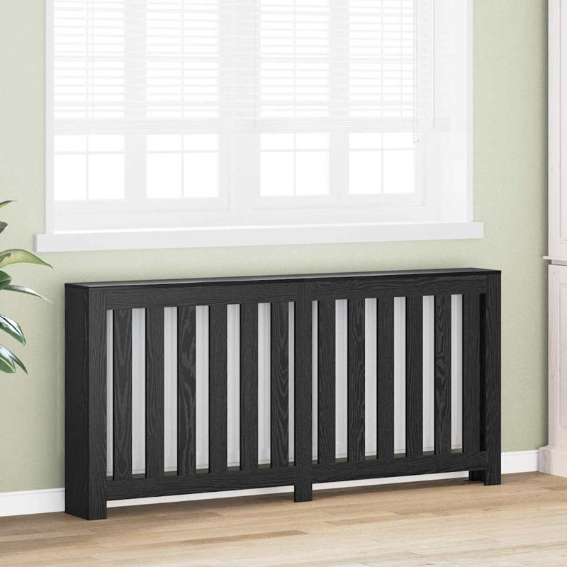 Extra Large Radiator Cover, Black Oak, 175 x 20 x 82 cm, Vertical Slats