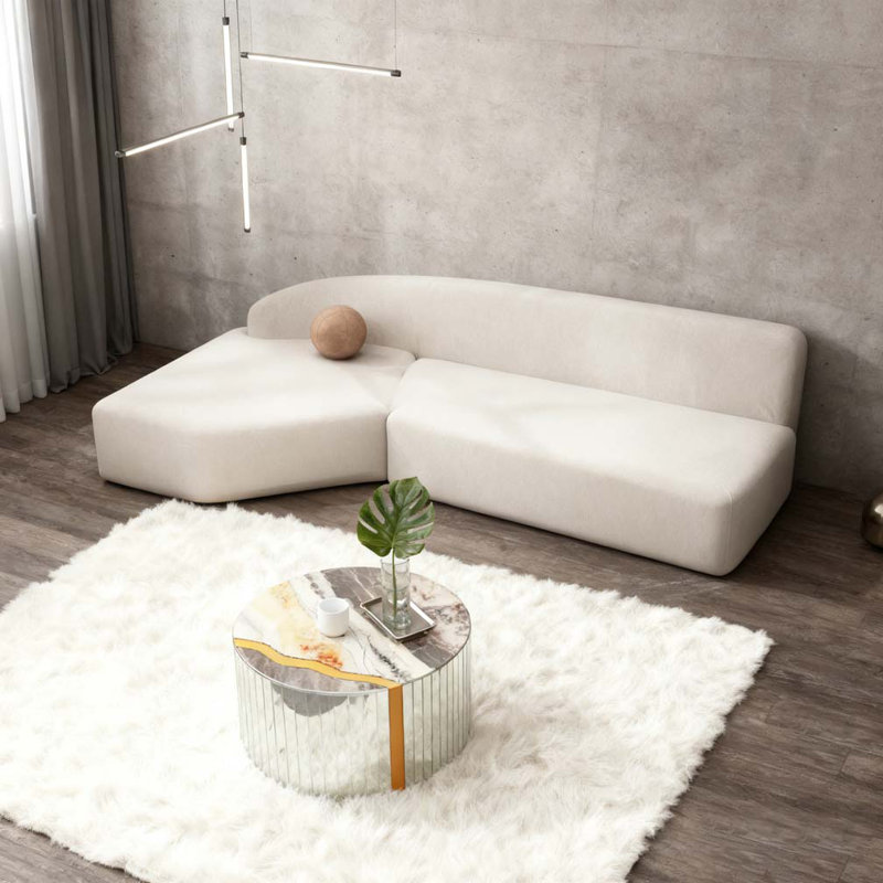 Table basse ronde avec motif de marbre